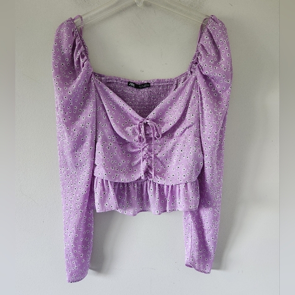 ZARA | floral lilac top tier print blogger fav sz LARGE - Picture 3 of 7